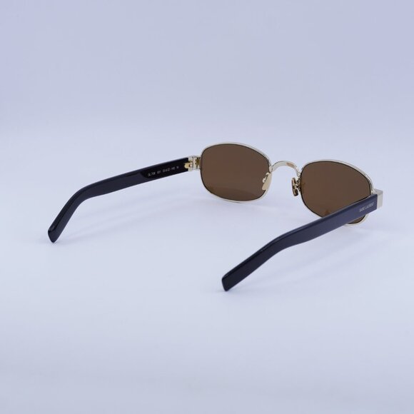 ?️ New Saint Laurent SL706 001 Sunglasses - Light Gold Frame, Nicotine Lenses main image 6